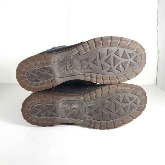 The North Face Women's Ballard US8 Brown Blue Oiled Leather Knit Lace Up Boots - Picture 10 of 16